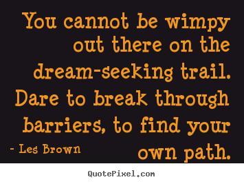 Inspirational quotes - You cannot be wimpy out there on the dream-seeking..