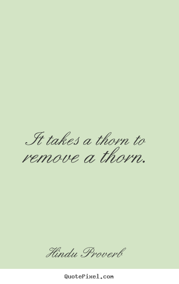 It takes a thorn to remove a thorn. Hindu Proverb good inspirational quotes