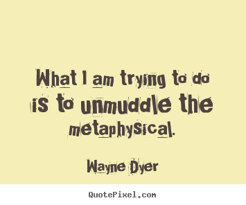 Inspirational sayings - What i am trying to do is to unmuddle the metaphysical.