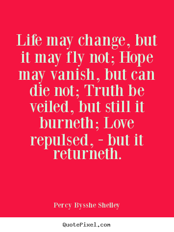 Percy Bysshe Shelley picture quotes - Life may change, but it may fly not; hope.. - Life quote