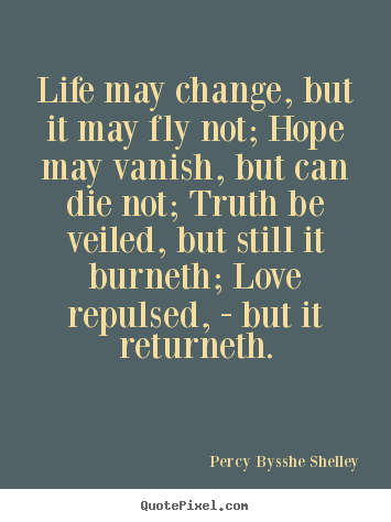 Life may change, but it may fly not; hope may vanish,.. Percy Bysshe Shelley  life quotes